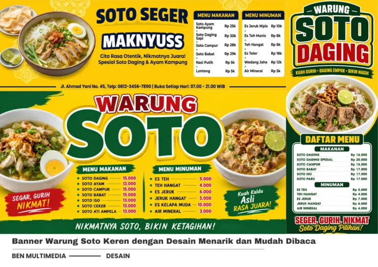4 Contoh Banner Warung Soto yang Cocok untuk Berbagai Menu
