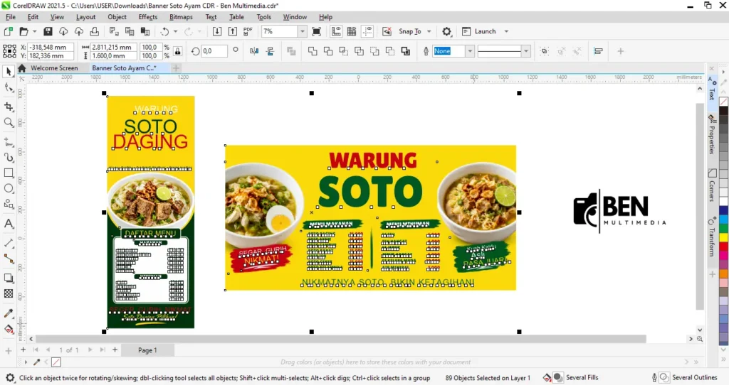 Banner Soto Ayam CDR - Ben Multimedia