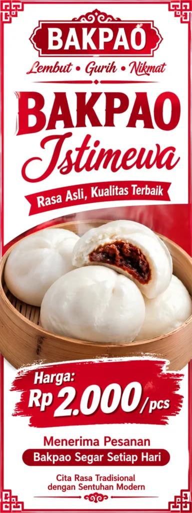 4 Contoh Banner Bakpao Terbaru yang Menarik untuk Jualan 3 Standing Banner Bakpao - Ben Multimedia
