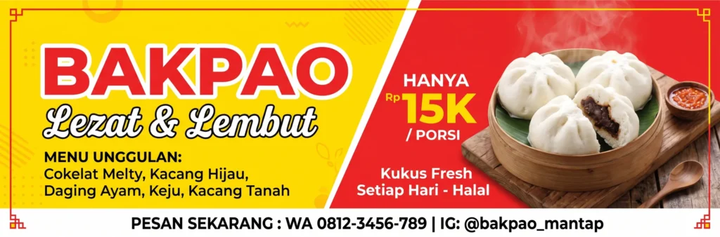 4 Contoh Banner Bakpao Terbaru yang Menarik untuk Jualan 4 Spanduk Bakpao Minimalis - Ben Multimedia