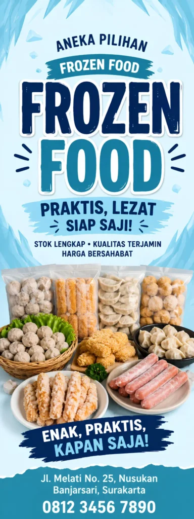 Contoh Banner Frozen Food untuk Toko Sampai Usaha Bakaran 2 Contoh Banner Makanan Frozen Food - Ben Multimedia