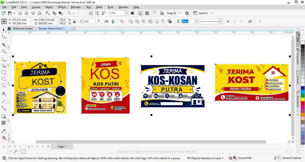 4 Contoh Banner Terima Kost Kekinian Kos Putra dan Putri 6 Banner Terima Kost CDR - Ben Multimedia