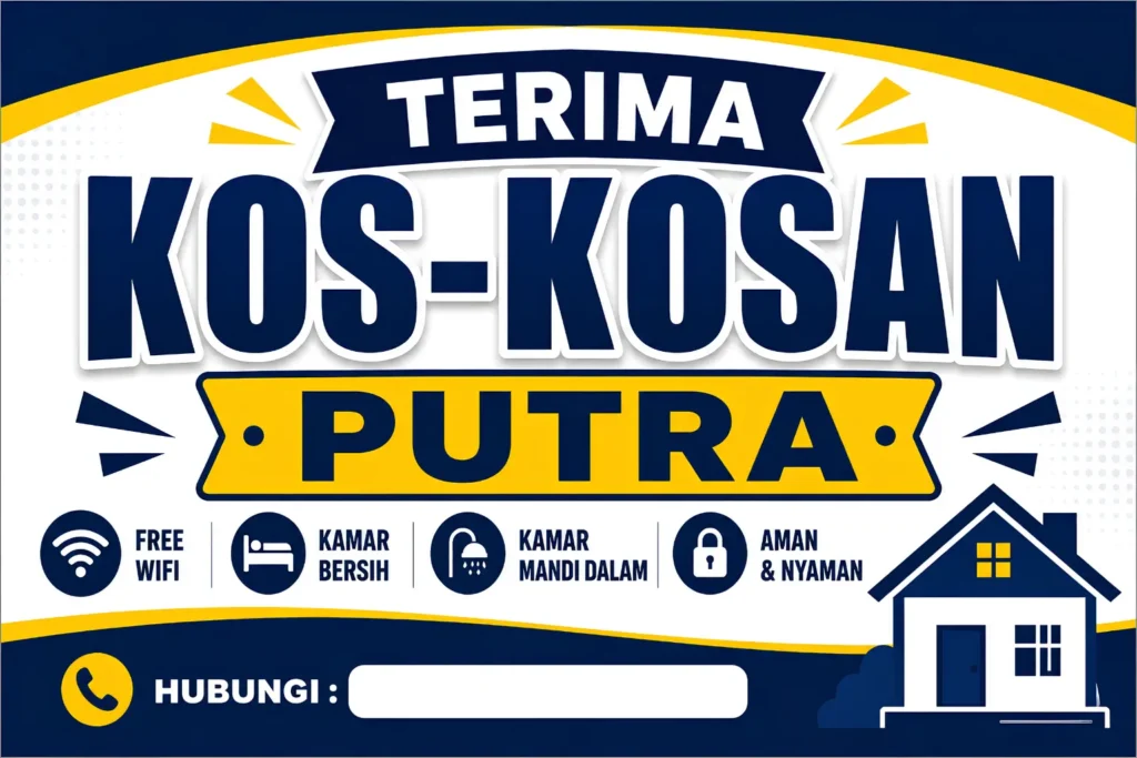 4 Contoh Banner Terima Kost Kekinian Kos Putra dan Putri 2 Banner Terima Kost - Ben Multimedia