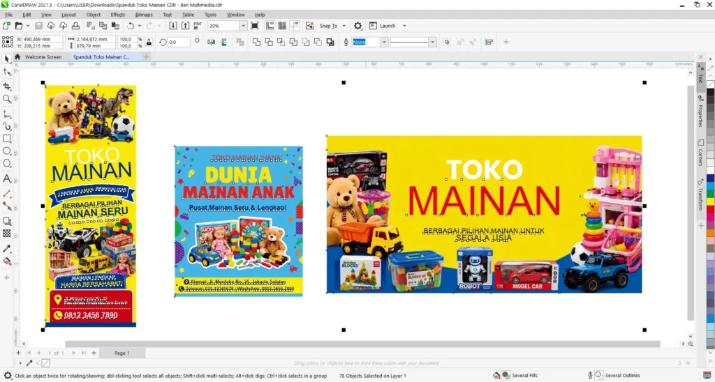 Banner Toko Mainan CDR - Ben Multimedia