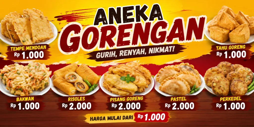 4 Spanduk Aneka Gorengan yang Bikin Dagangan Lebih Menarik 5 Spanduk Gorengan Viral - Ben Multimedia