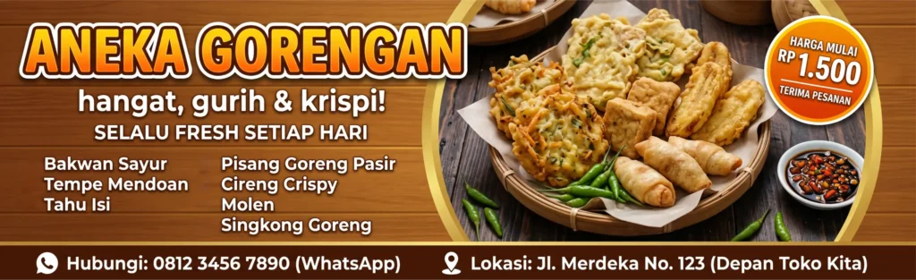 4 Spanduk Aneka Gorengan yang Bikin Dagangan Lebih Menarik 2 Banner Gorengan Menarik - Ben Multimedia