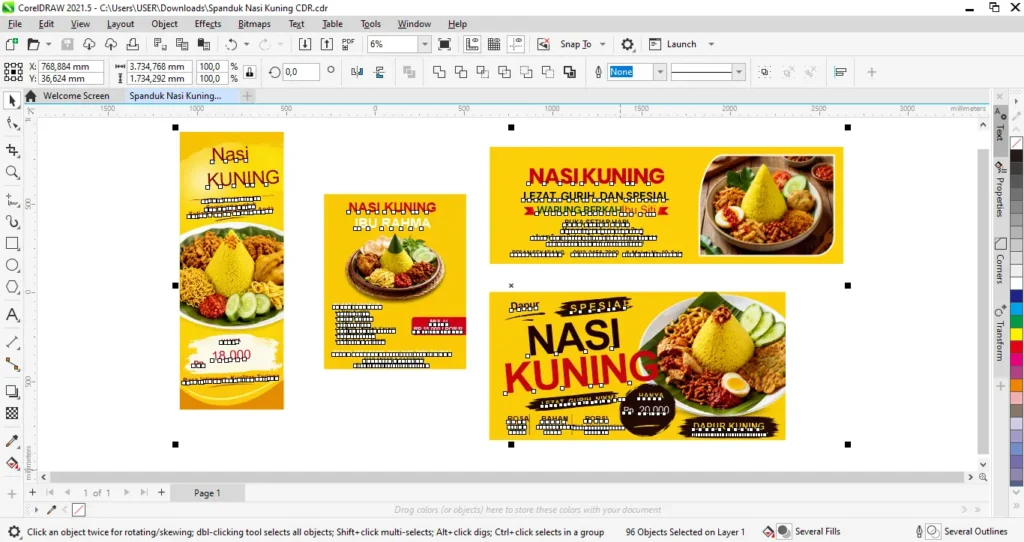 Spanduk Nasi Kuning CDR - Ben Multimedia