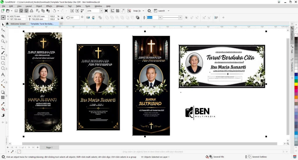 Standing Banner Turut Berduka Cita Kristen CDR - Ben Multimedia