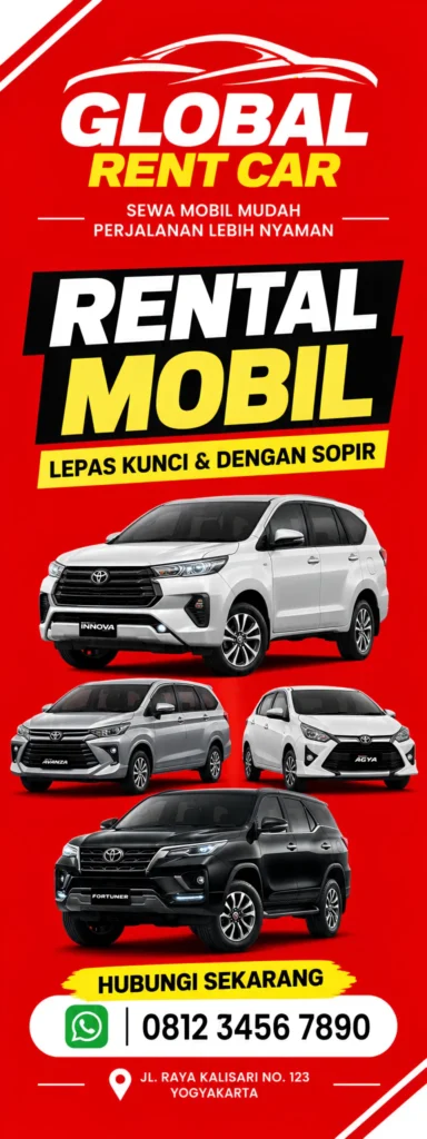 Standing X Banner Rental Mobil - Ben Multimedia