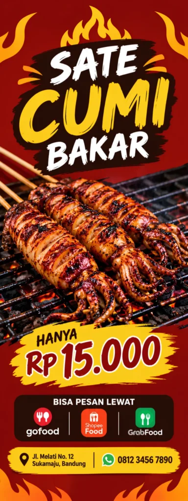 Desain Banner Cumi Bakar Berdiri - Ben Multimedia