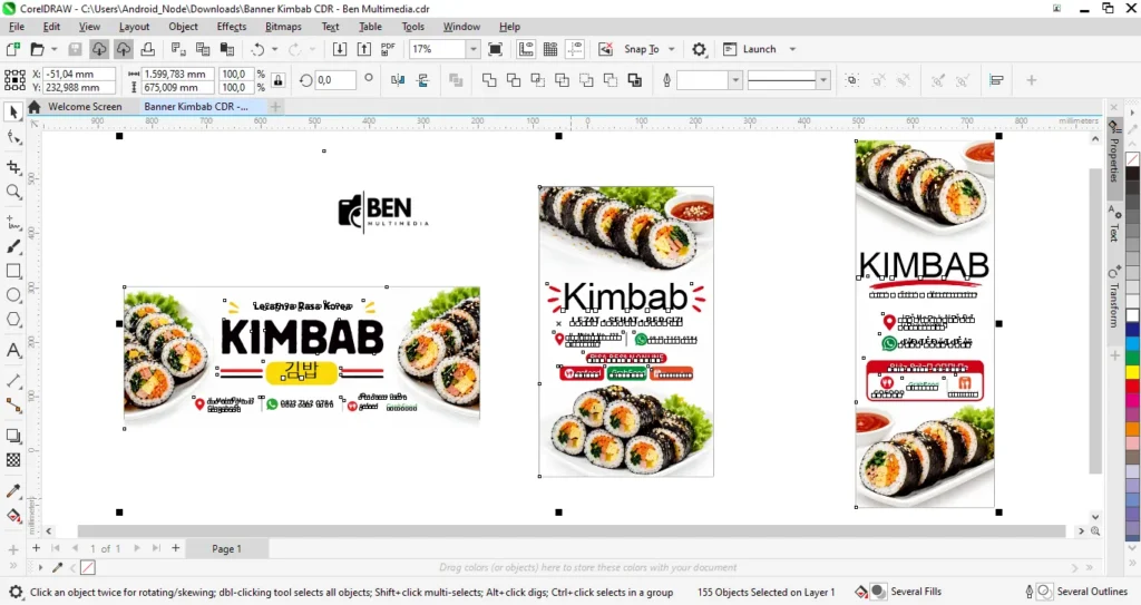 3 Contoh Banner Kimbab untuk Jualan Kaki Lima Kekinian 5 Banner Kimbab CDR - Ben Multimedia