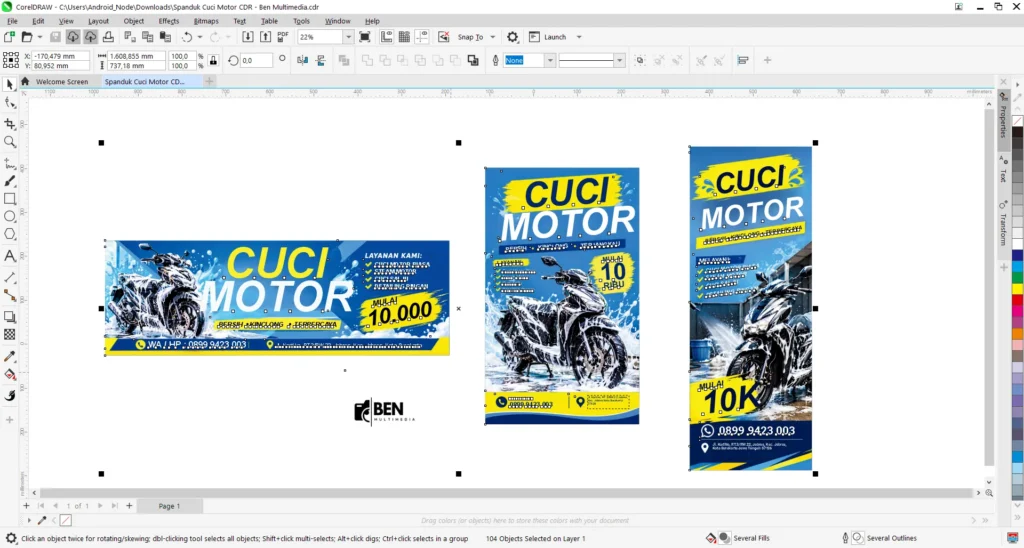 Spanduk Cuci Motor CDR - Ben Multimedia